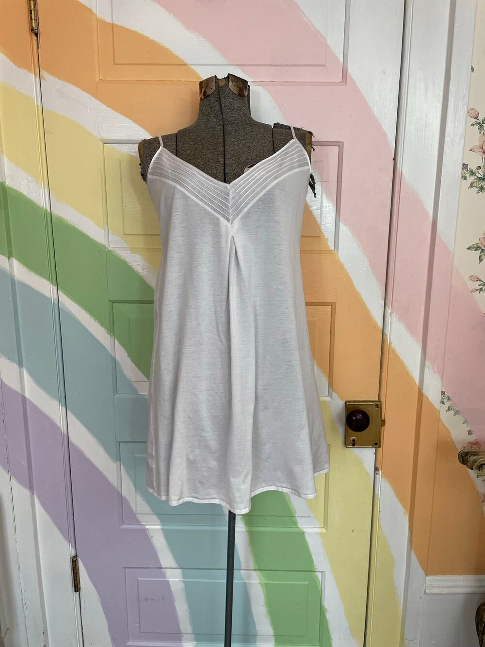 HANRO Juliet 77747 White Pleated Cotton Babydoll Nightgown